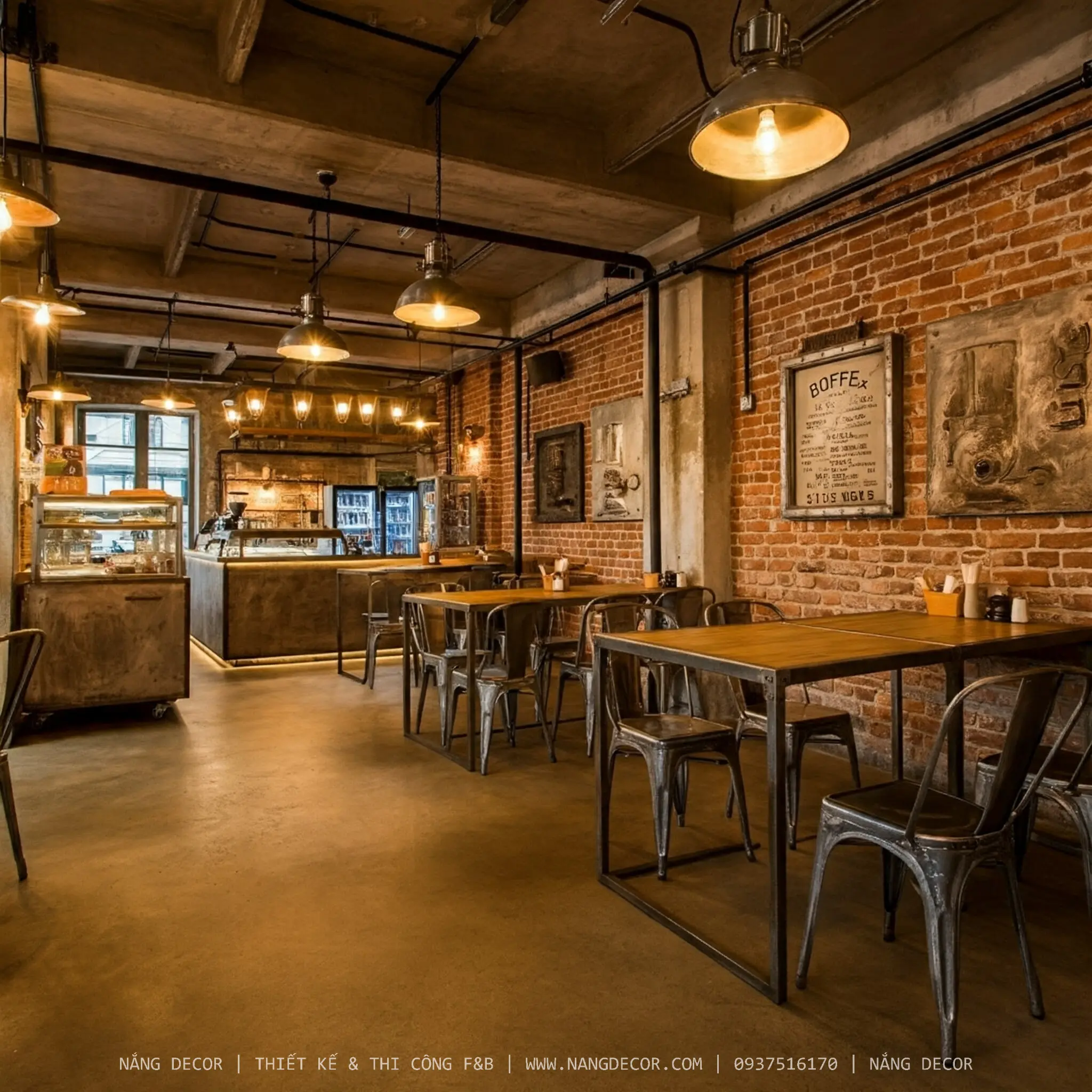 Không gian cafe sân vườn phong cách Biophilic với nhiều cây xanh và ánh sáng tự nhiên.