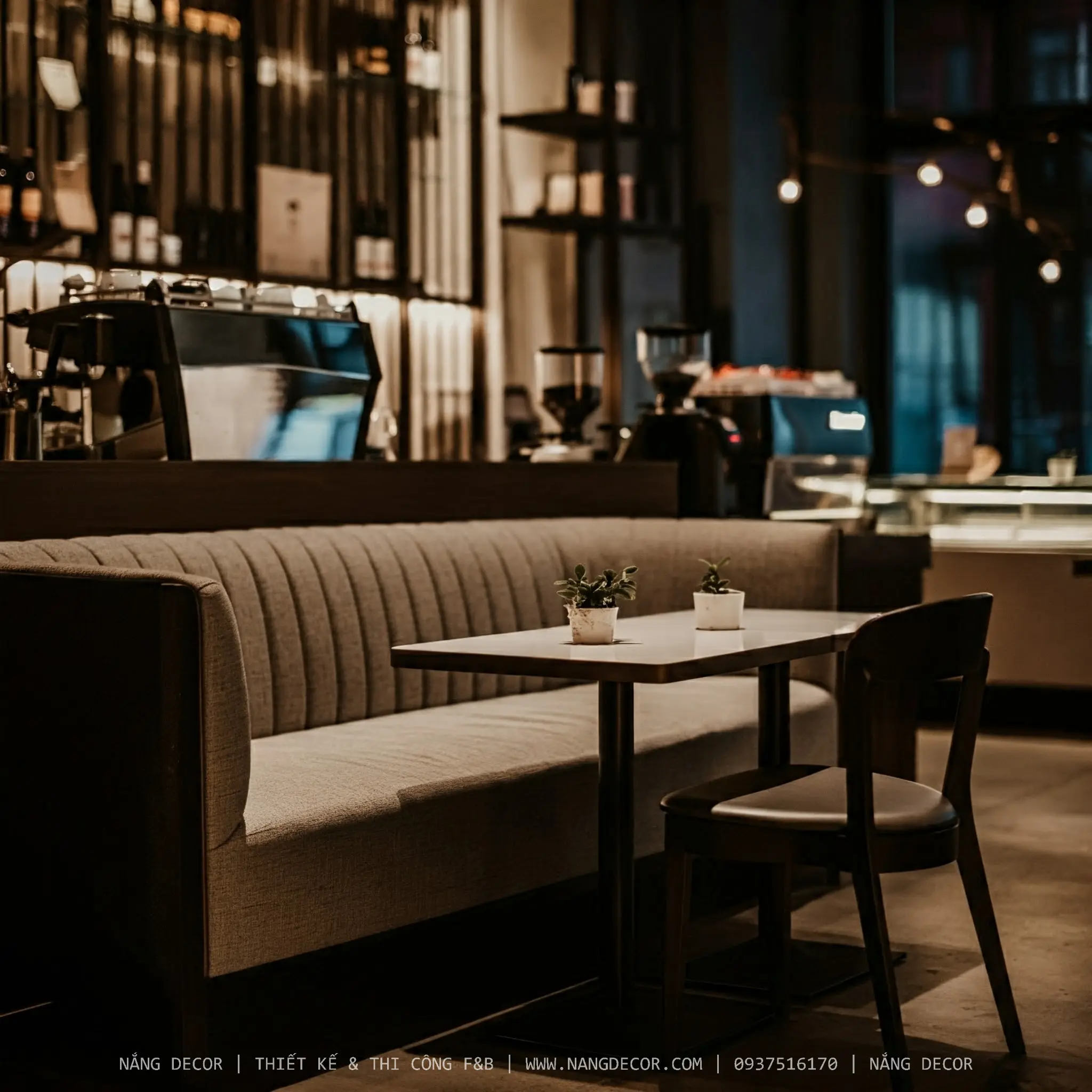Thiết kế quầy bar quán cafe nhỏ gọn, đa năng.