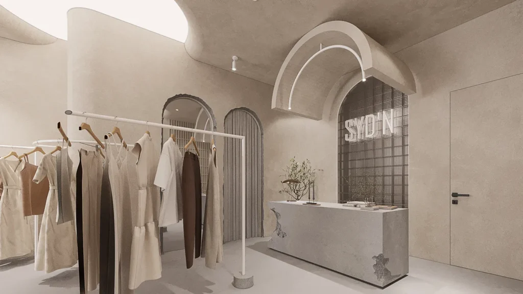 Thiết kế shop quần áo SYD’n: Tinh tế, tối giản và hiện đại