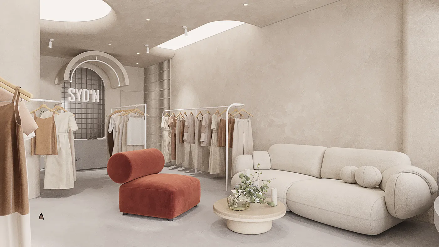 Màu sắc tươi sáng và ánh sáng ấm áp trong thiết kế shop mẹ và bé.