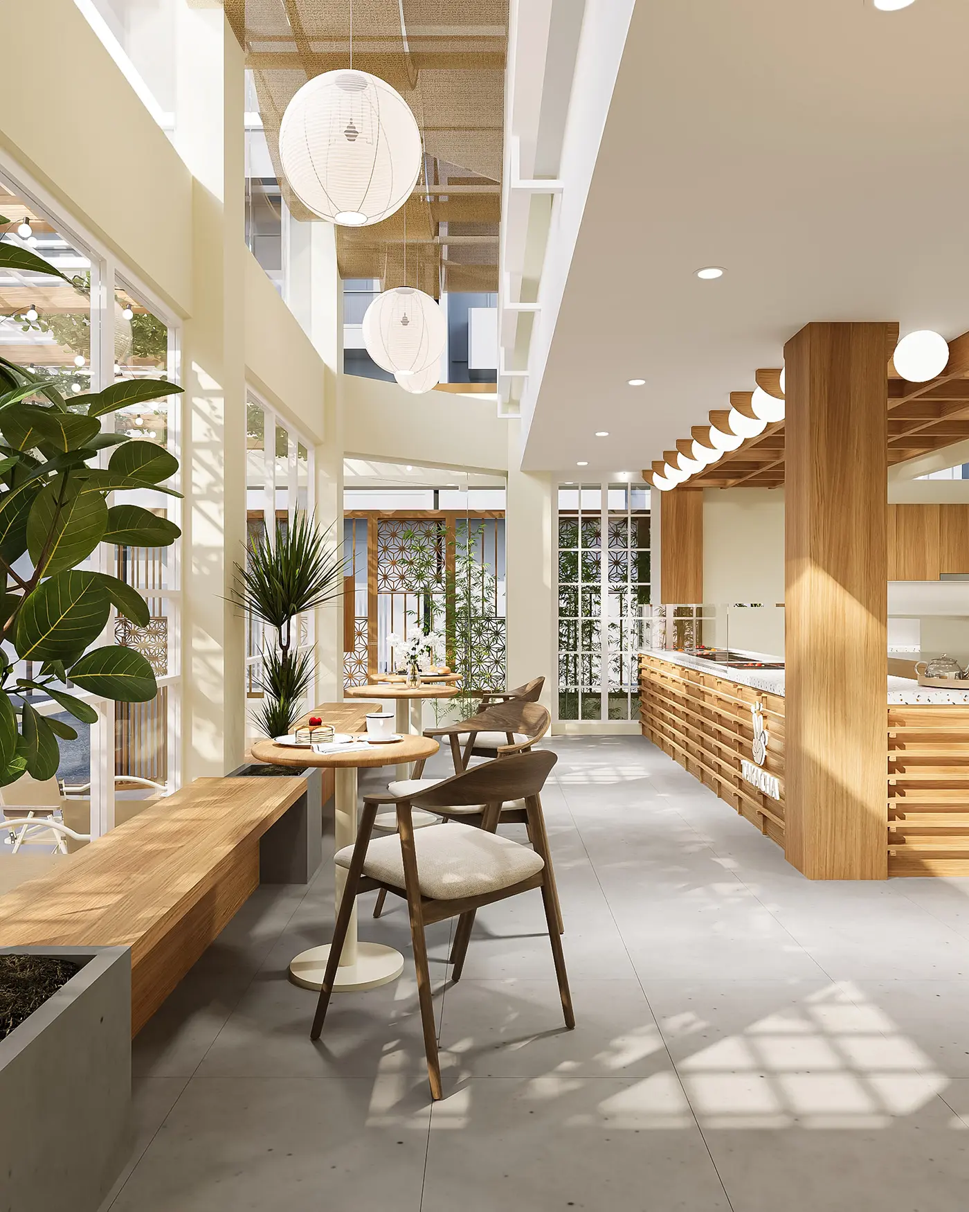 Thiết kế mặt tiền quán cafe tối giản hiện đại và thu hút