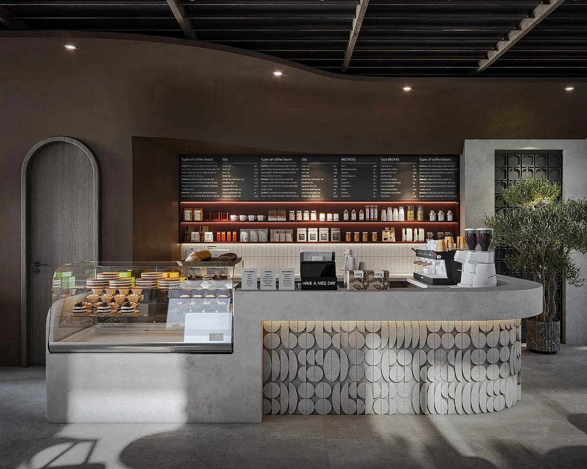 Không gian quán cafe nhỏ được tối ưu ánh sáng và nội thất thông minh
