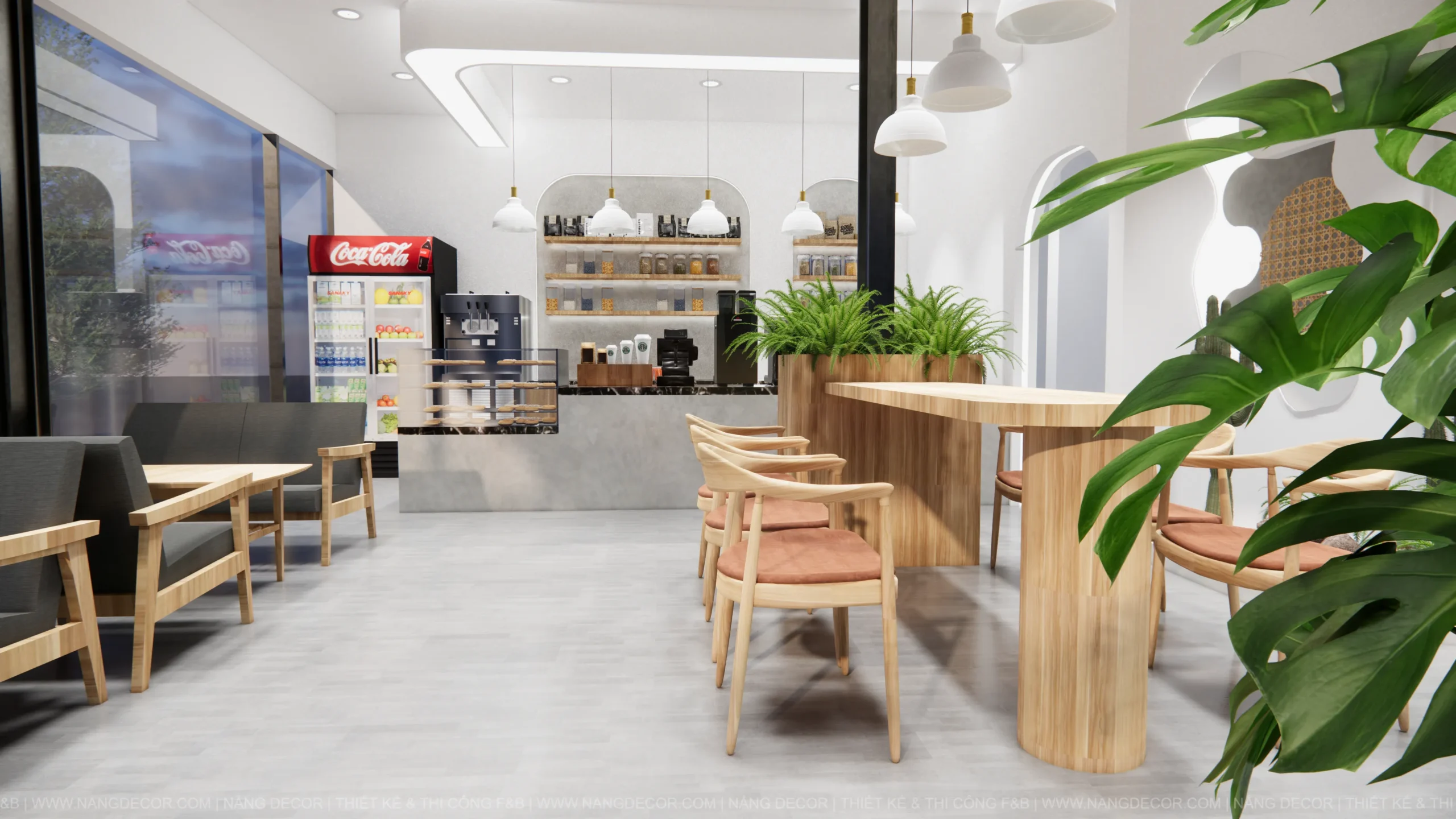 Không gian quán cafe nhỏ ấm cúng tận dụng ánh sáng tự nhiên.
