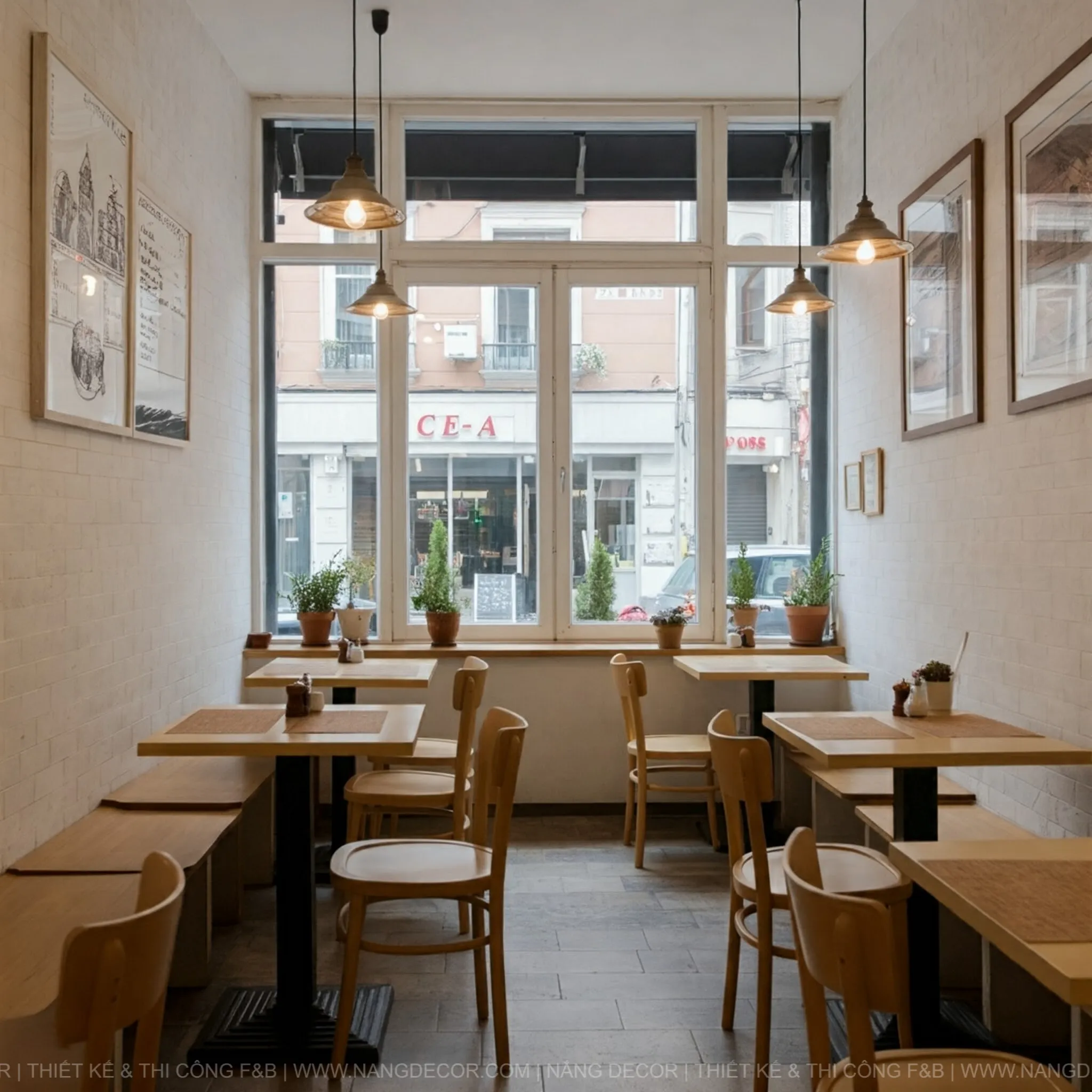 Thiết kế quán cafe sân vườn phong cách nhiệt đới nhiều màu sắc.